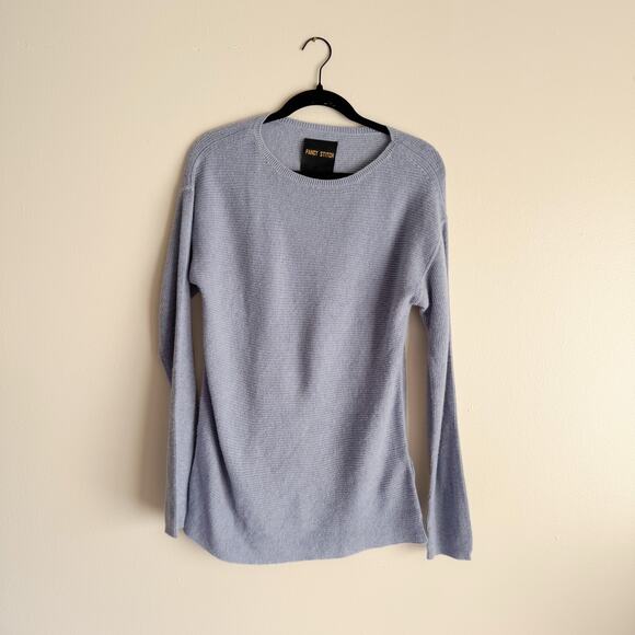 Fancy Stitch Blue Ribbed Cashmere Blend Lightweight Sweater - Medium - Picture 1 of 7